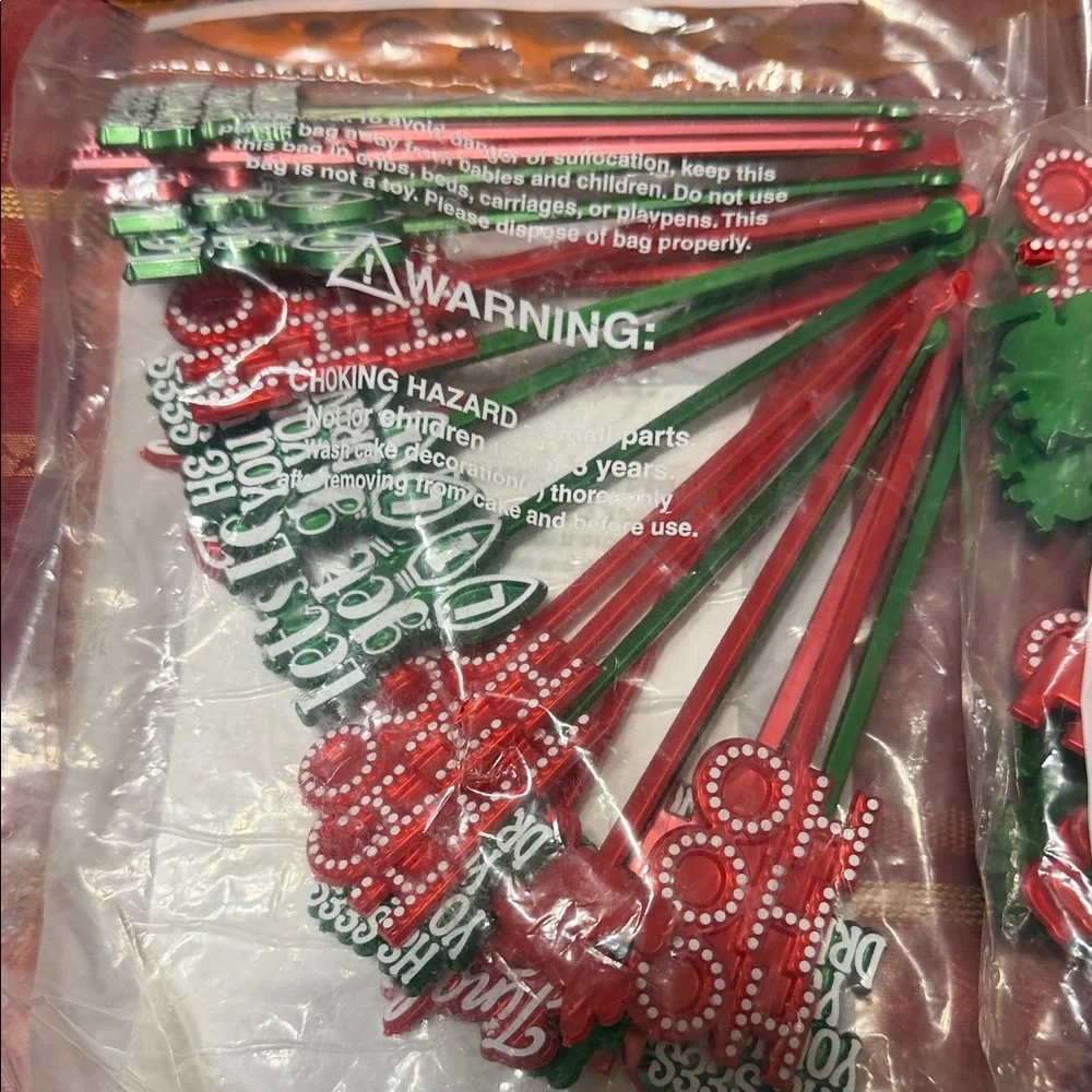Holiday Cheer Cake Toppers - Red and Green